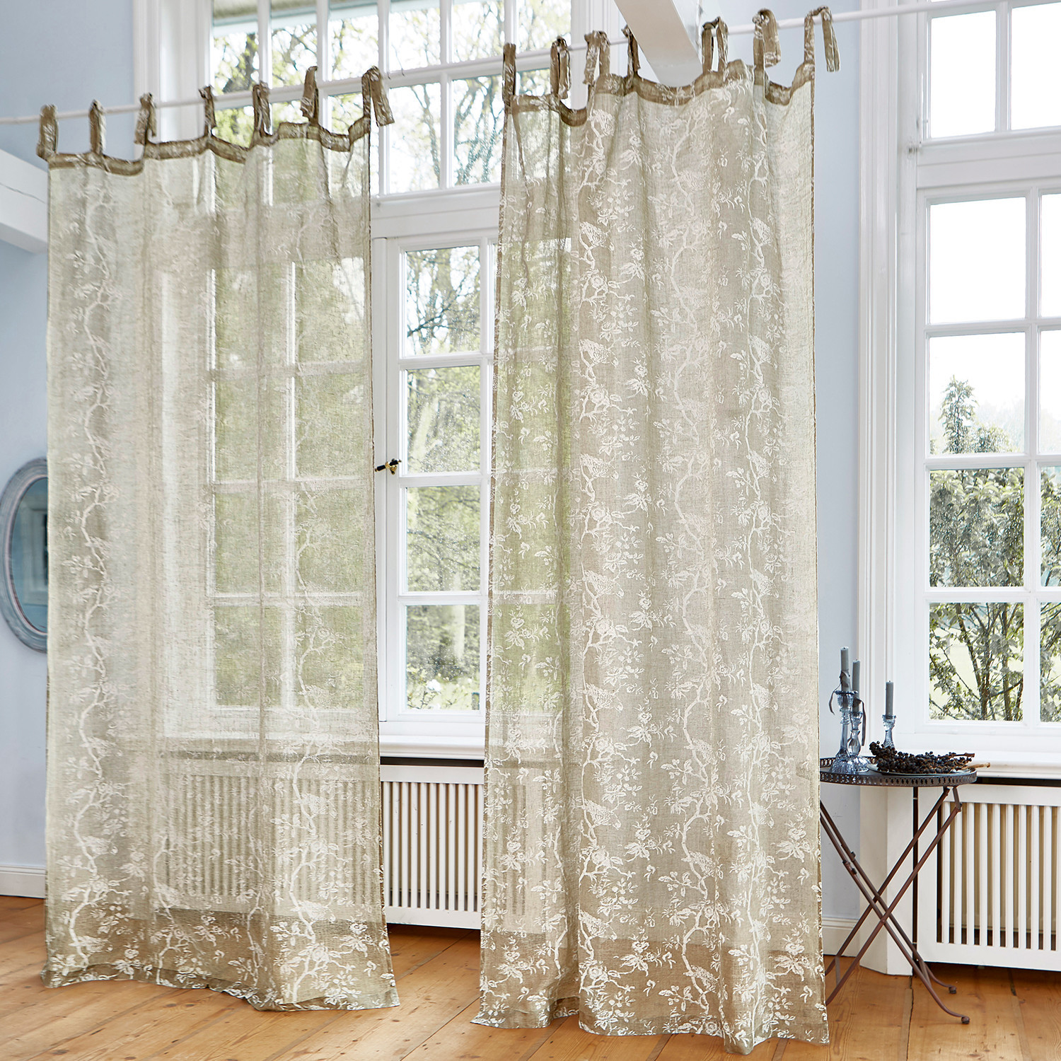 Záclona Maidolen Průsvitné béžové závěsy s jemným květinovým vzorem pro elegantní výzdobu oken
