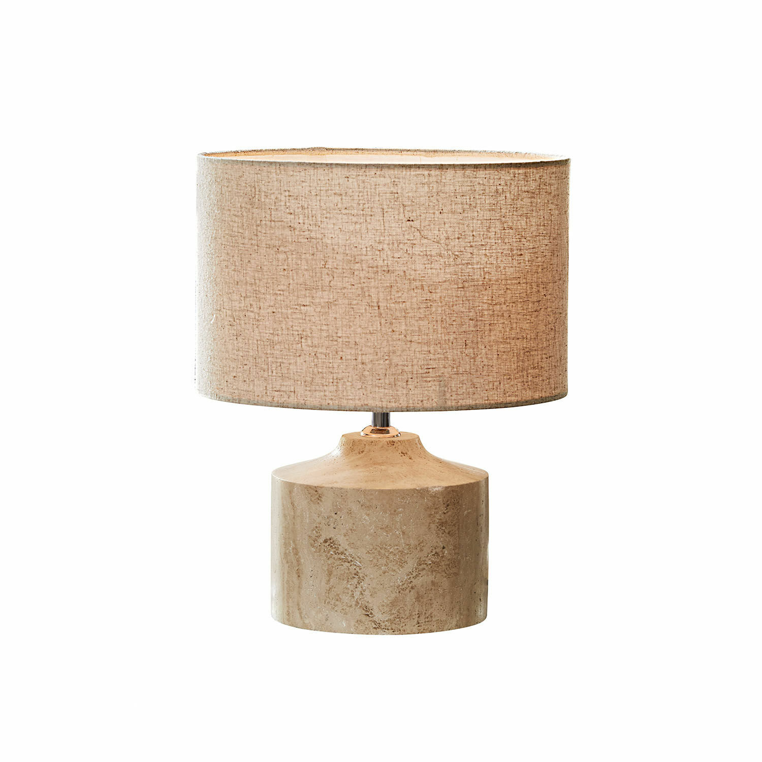 Stolní lampa Caleneuve Stolní lampa s béžovým stínidlem a mramorovým podstavcem v přírodní barvě, dekorace interiéru