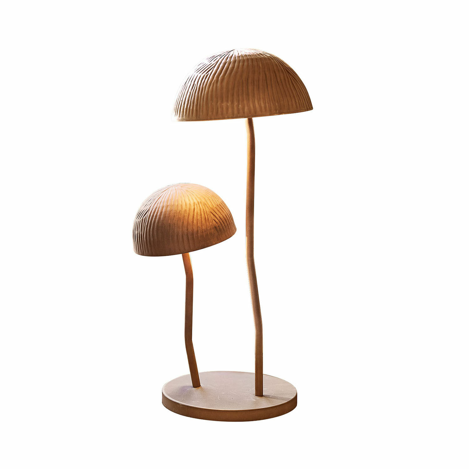 Stolní lampa Harvelle Dekorativní stolní lampa z kovu v měděné barvě s dvěma stínidly ve tvaru hub, moderní design