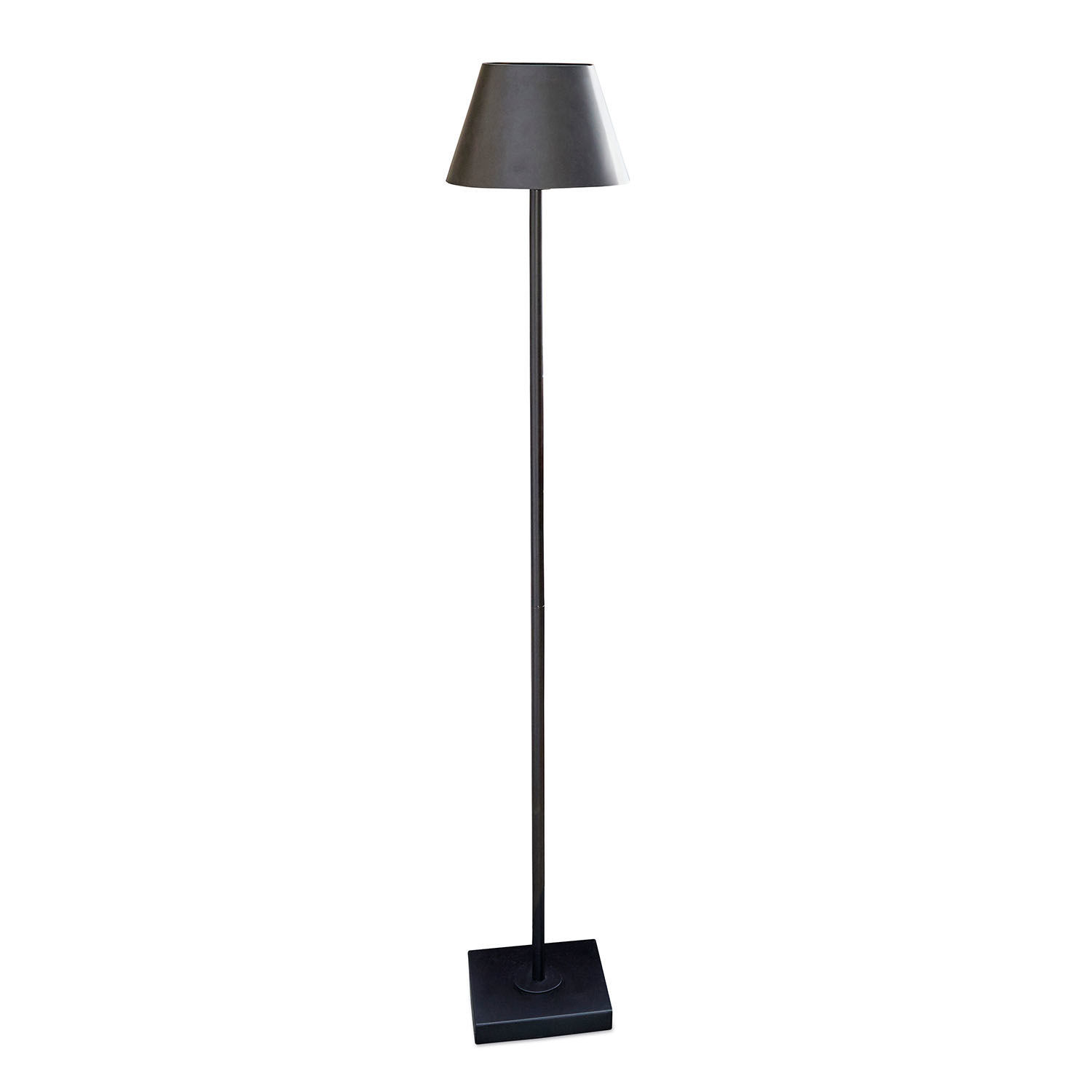 Stojací lampa Marjan Černá stojací lampa s kovovým stínidlem a čtvercovou základnou pro moderní interiér