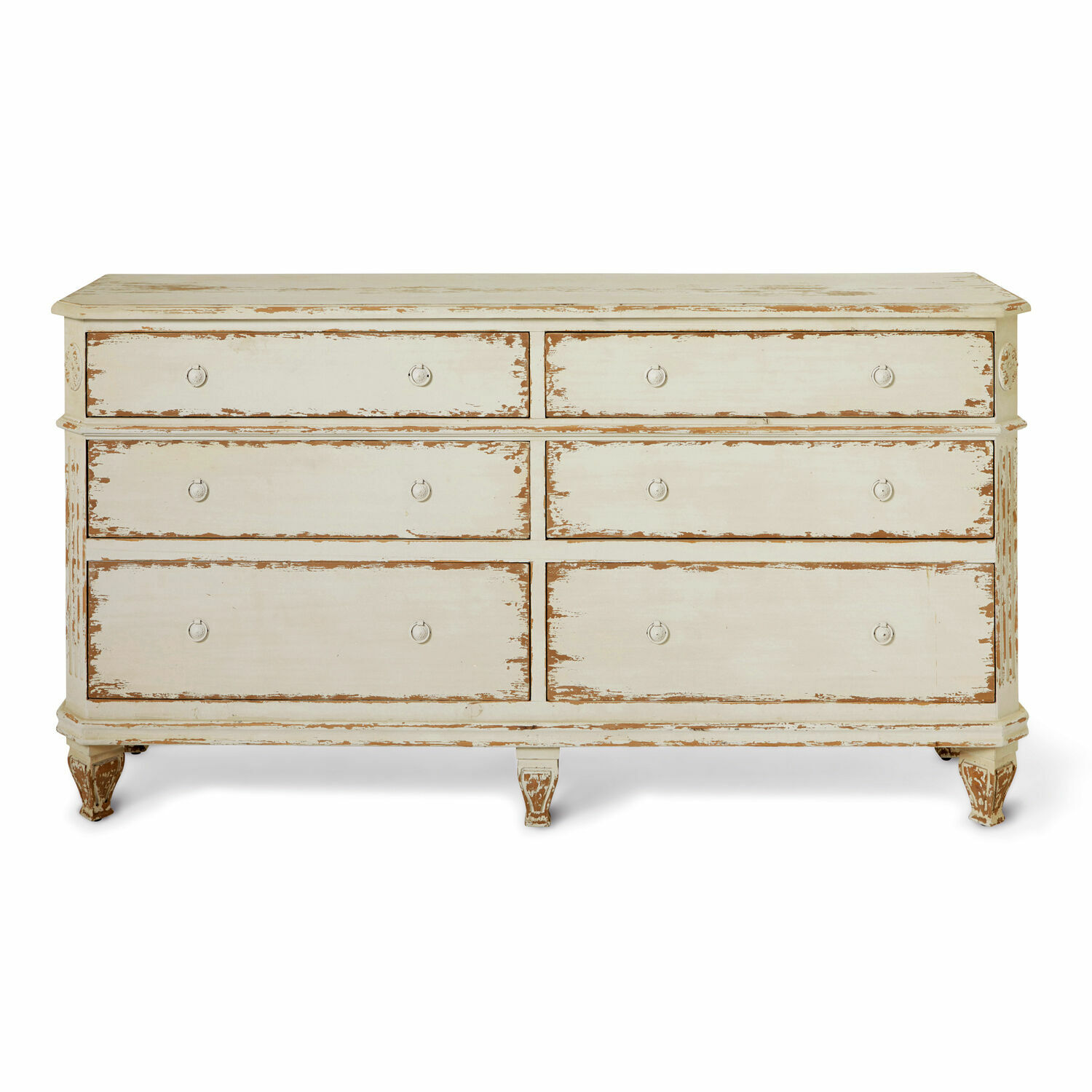 Komoda Commeren z patinovaného krémového dřeva, vintage styl, praktický úložný nábytek