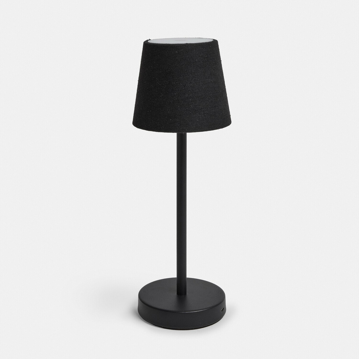 Dobíjecí stolní lampa Sylvainie Moderní černá stolní lampa s kovovým podstavcem a textilním stínidlem pro osvětlení interiéru