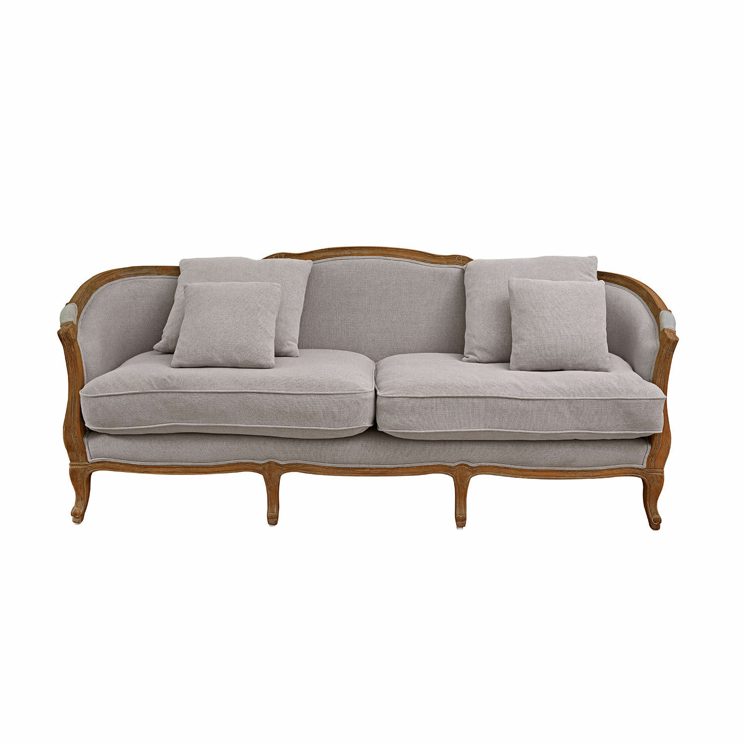 světle šedá Sedačka Monneville v světle šedé látce s dřevěným rámem, elegantní nábytek do obývacího pokoje