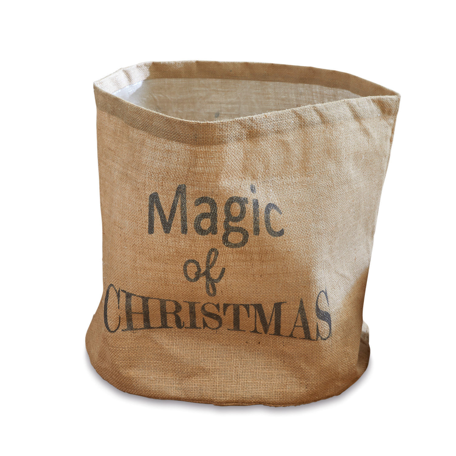 Odkládací koš Magic Béžový jutový pytel s nápisem Magic of Christmas pro vánoční dekorace