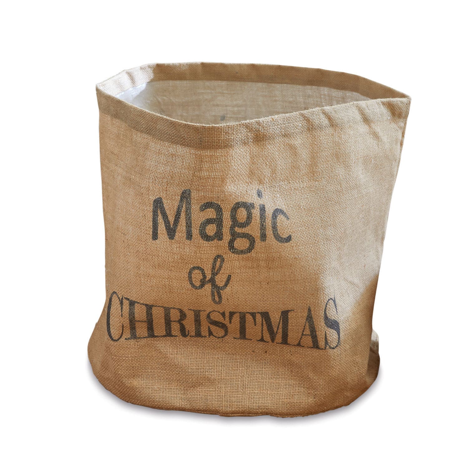 Odkládací koš Magic Béžový jutový pytel s nápisem Magic of Christmas pro vánoční dekorace