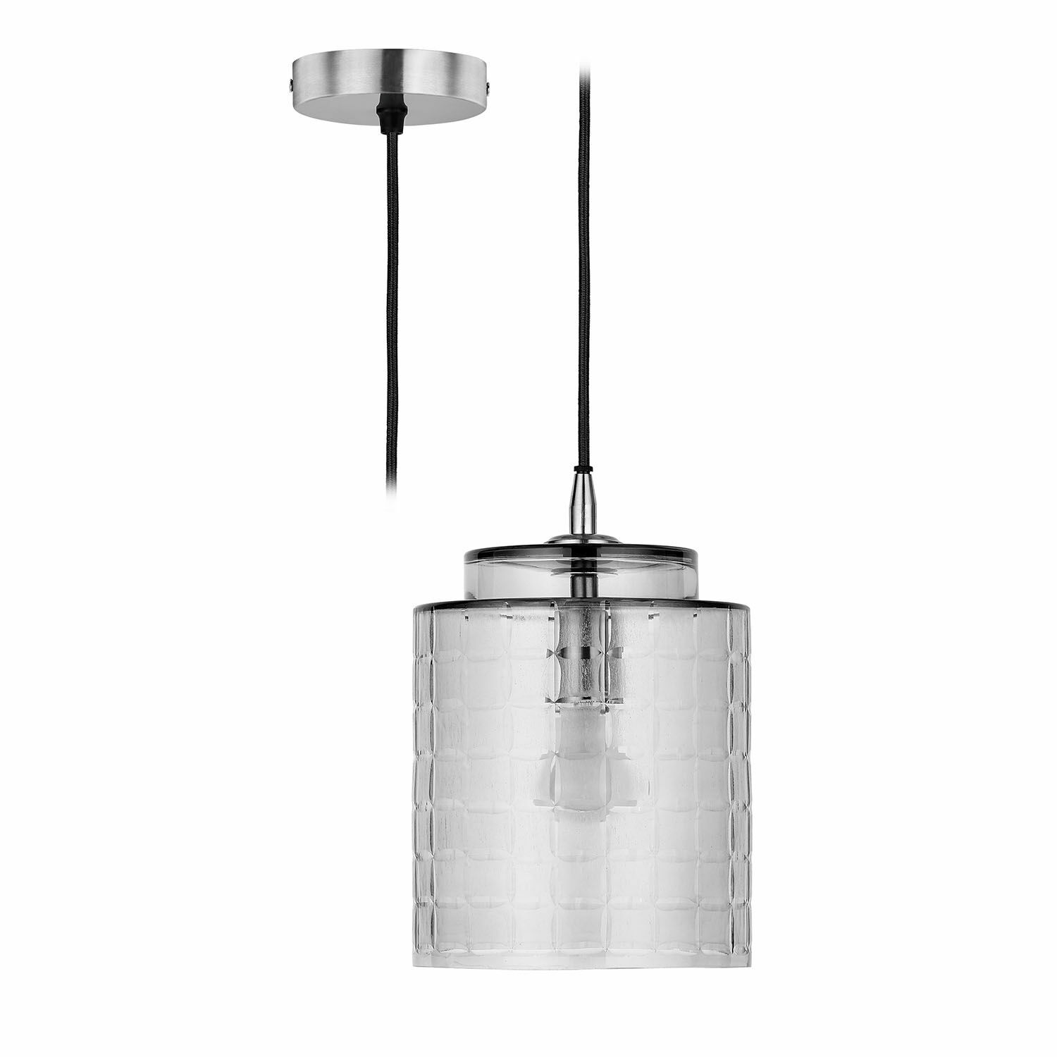 Závěsná lampa Eldarion Moderní závěsné svítidlo z průhledného skla a kovu pro elegantní osvětlení interiéru