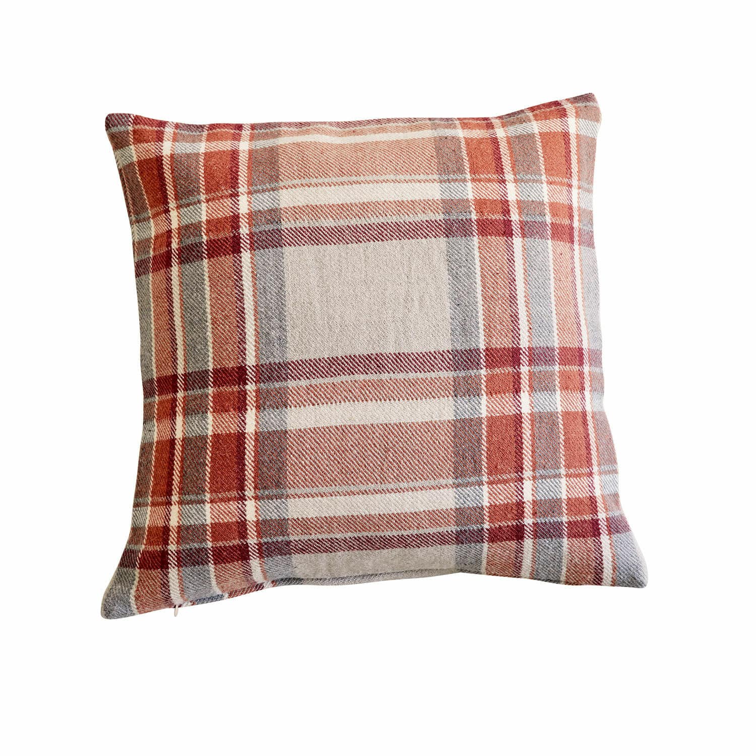 Povlak na polštářek Tartan Dekorační polštář s červeným a šedým kostkovaným vzorem z měkké látky do obýváku