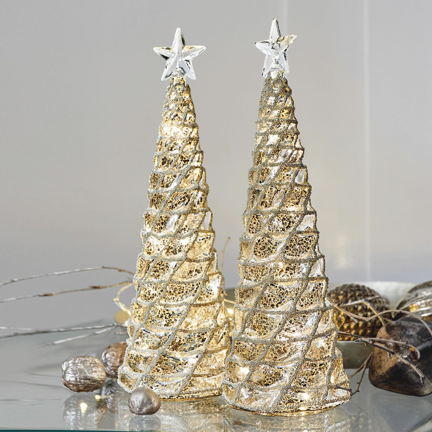 Dekorativní stromečky, 2dílná sada Glitter