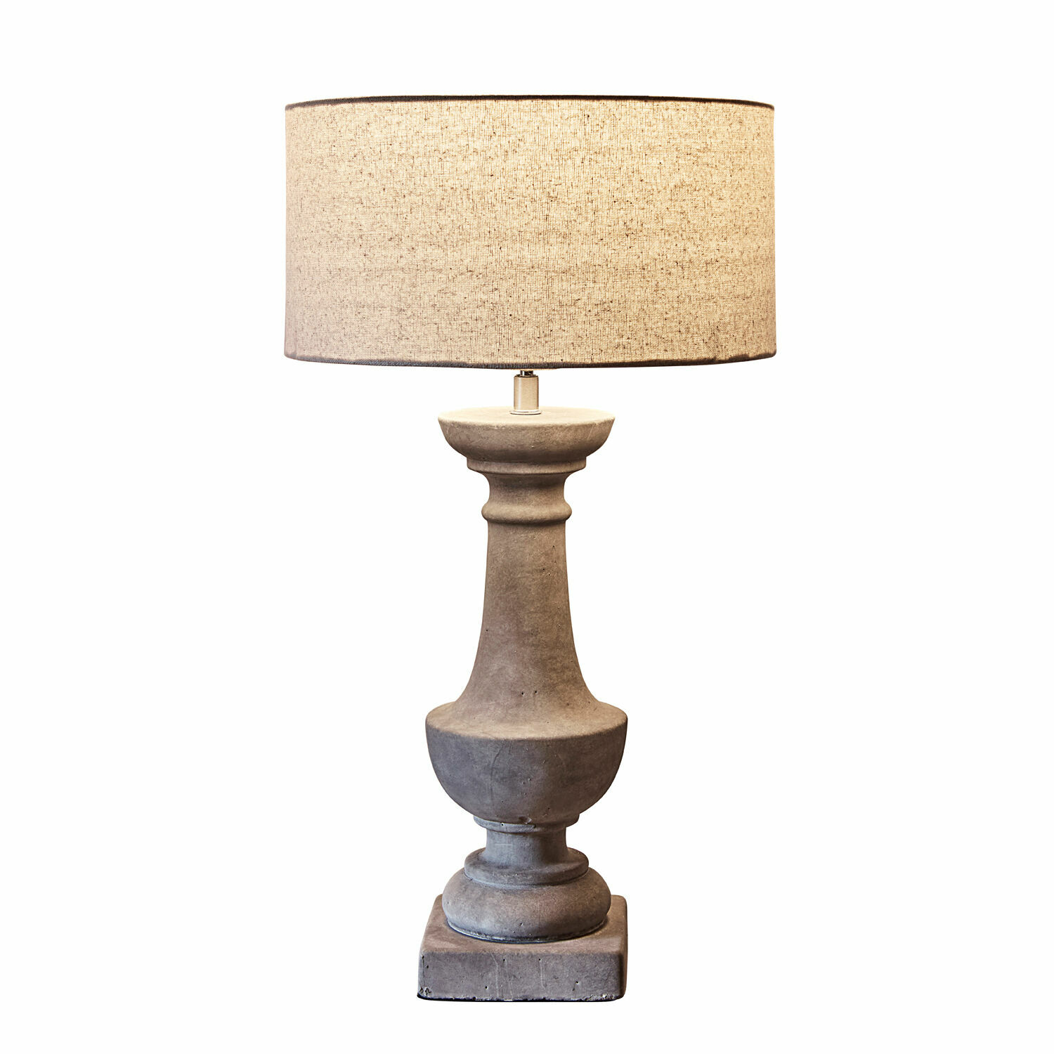 Stolní lampa Tifaine Stolní lampa z šedého betonu s béžovým stínidlem, moderní osvětlení do obývacího pokoje