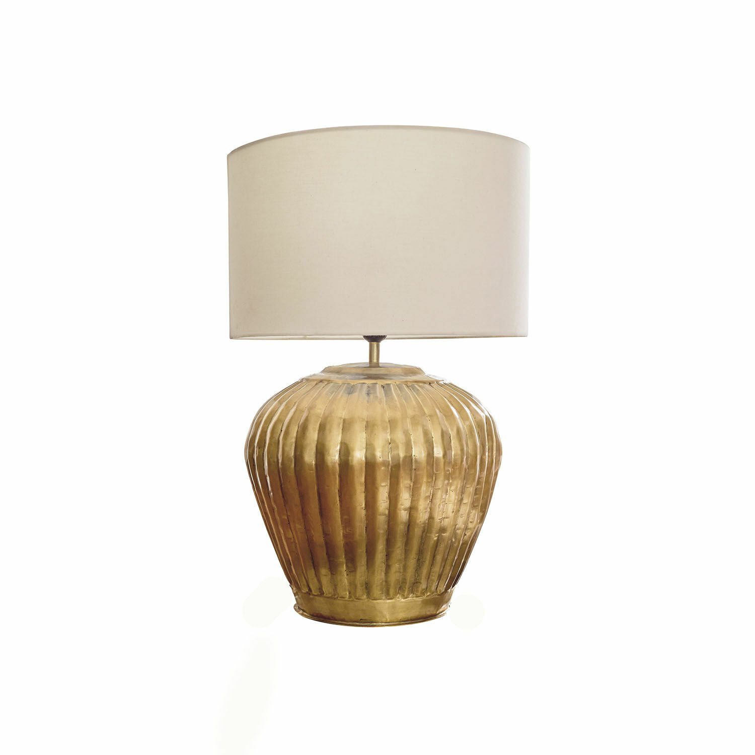 Stolní lampa Fauville Stolní lampa z mosazi s krémovým stínidlem, dekorativní lampa do obývacího pokoje nebo ložnice
