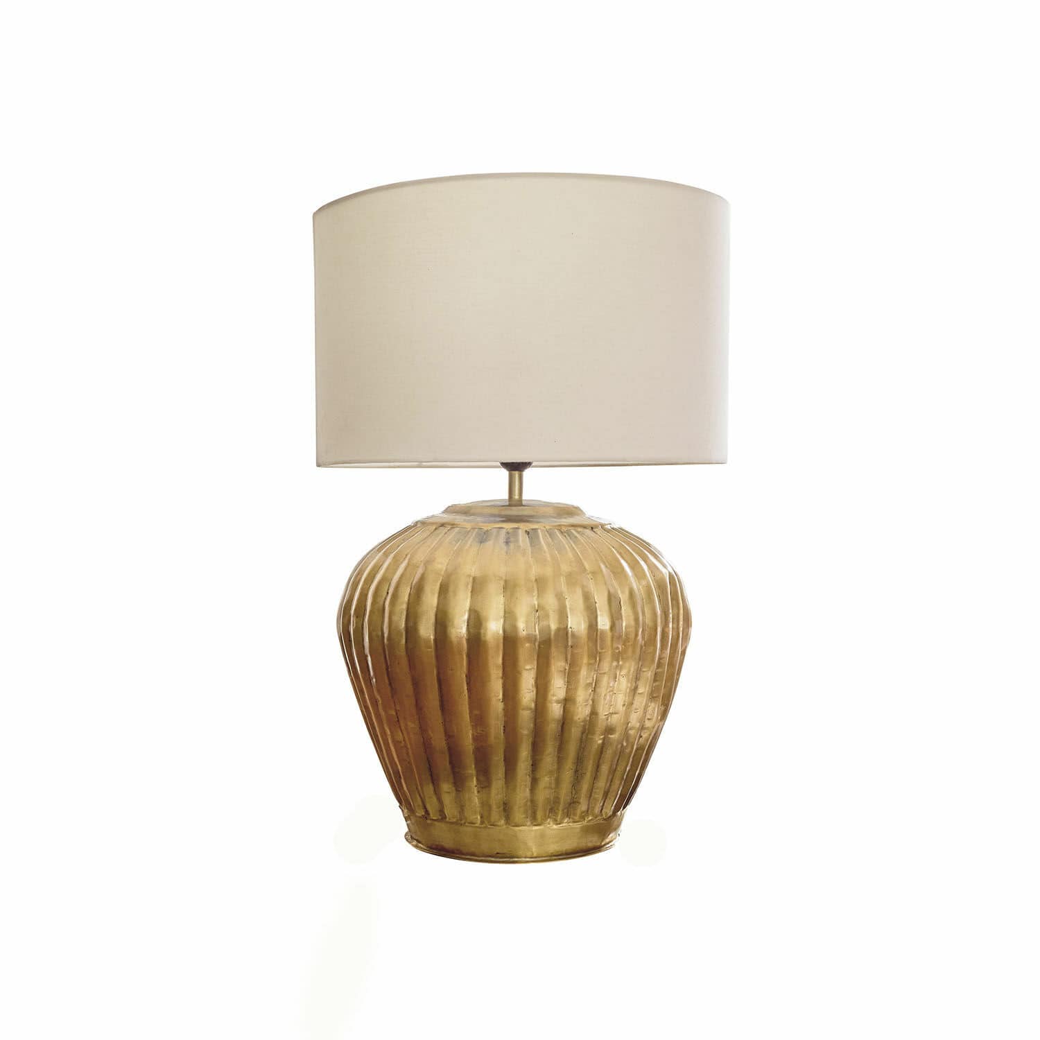 Stolní lampa Fauville Stolní lampa z mosazi s krémovým stínidlem, dekorativní lampa do obývacího pokoje nebo ložnice