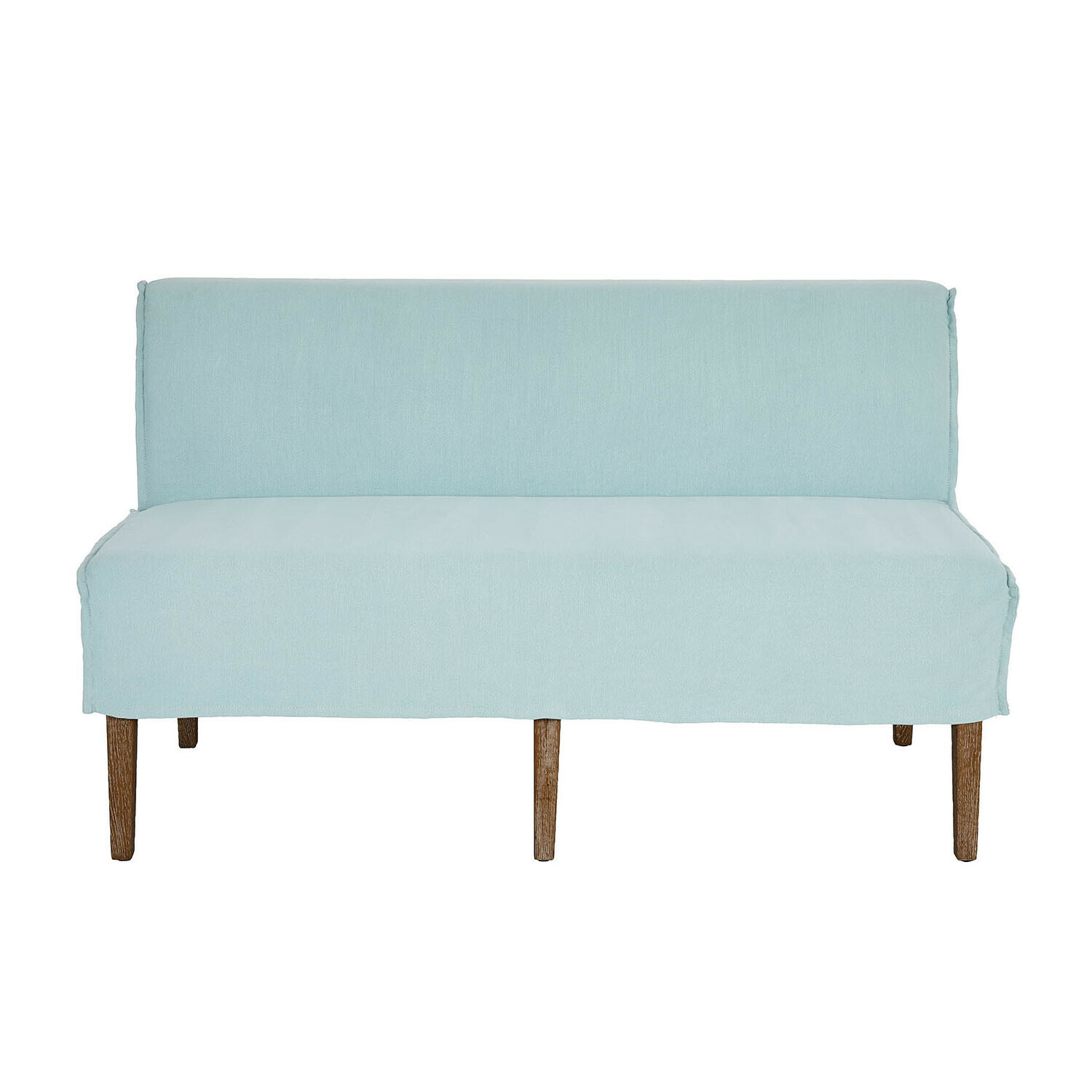 Světle modrá kuchyňská pohovka Vinterfjord z látky s dřevěnými nohami, pohodlný nábytek do jídelny