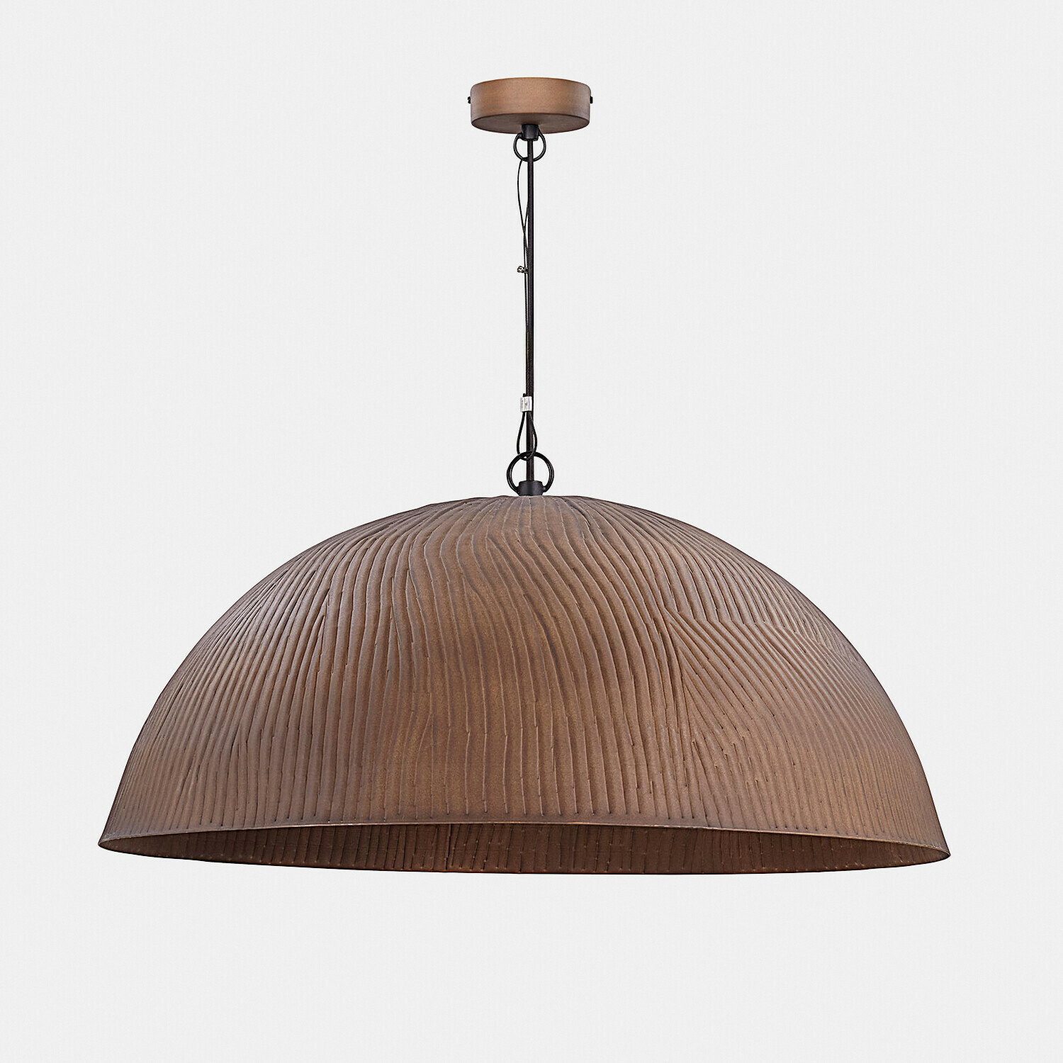 Závěsná lampa Ravelinos Hnědé závěsné svítidlo z texturovaného kovu v polokulovém tvaru pro moderní interiéry