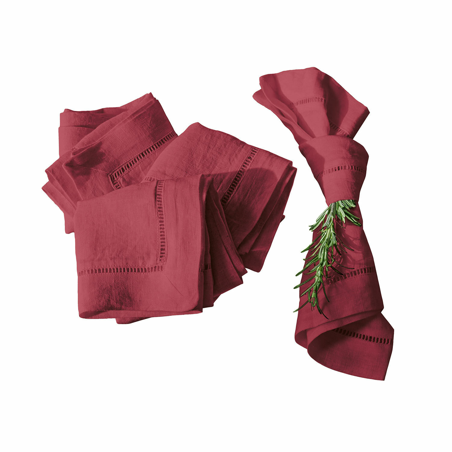 červená Červený set 4 lněných ubrousků Covent Garden, elegantní a odolný materiál pro stolní dekoraci