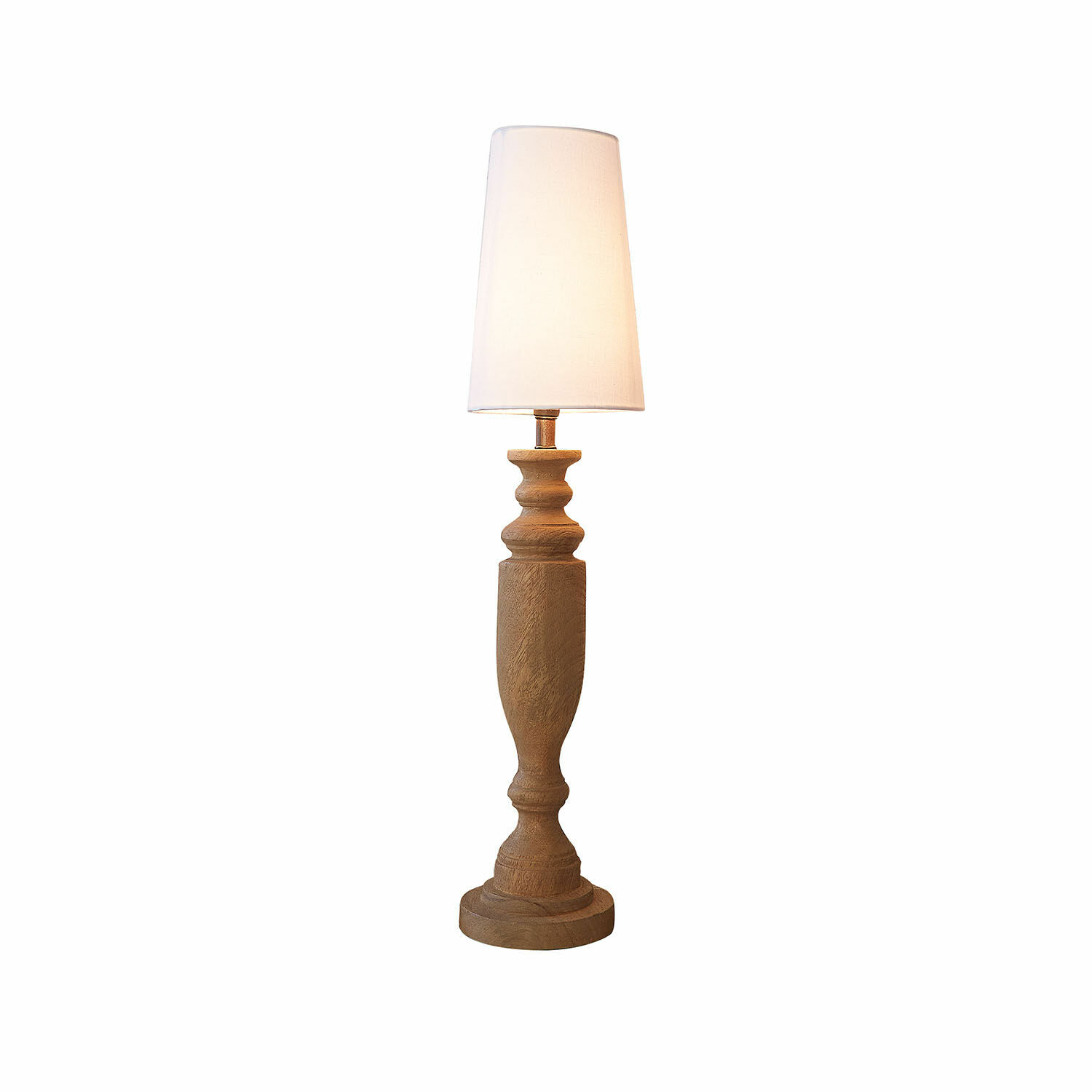 Stolní lampa Ambrevaux Stolní lampa s dřevěným podstavcem a bílým stínidlem, dekorativní osvětlení do obýváku