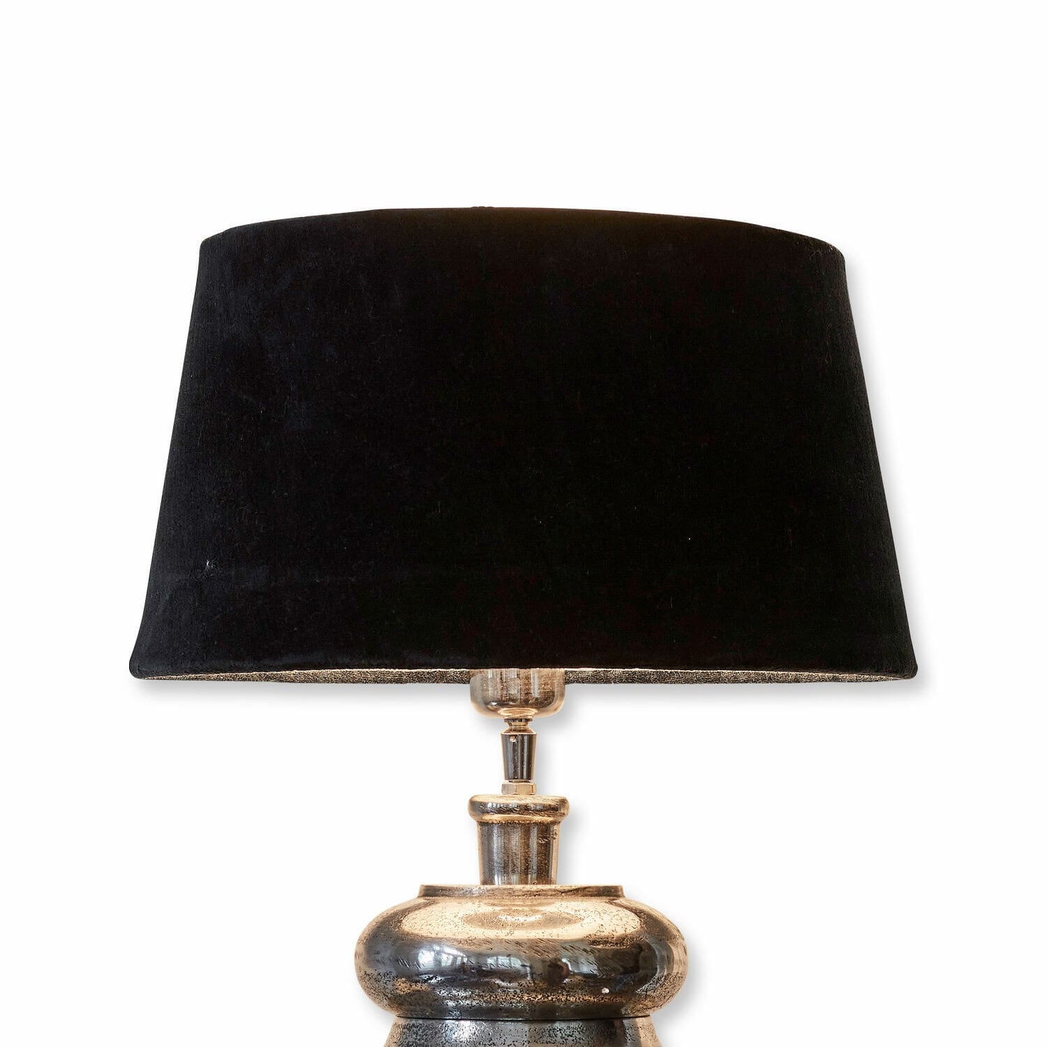 Stínítko lampy Anfor Stolní lampa s černým sametovým stínidlem a kovovým vintage podstavcem pro interiérový design