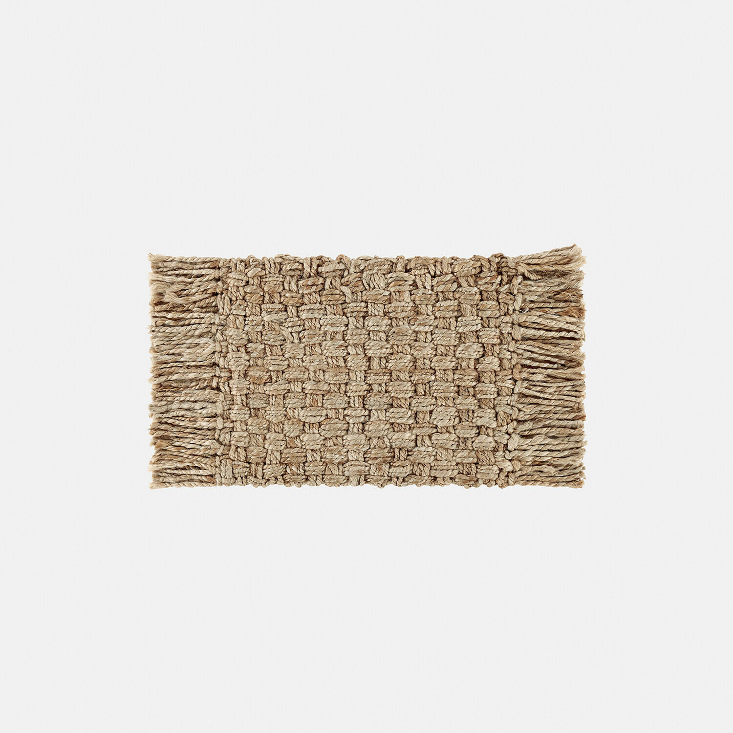 Rohožka Moody Přírodní jutový koberec v béžové barvě s třásněmi po stranách, odolný a dekorativní