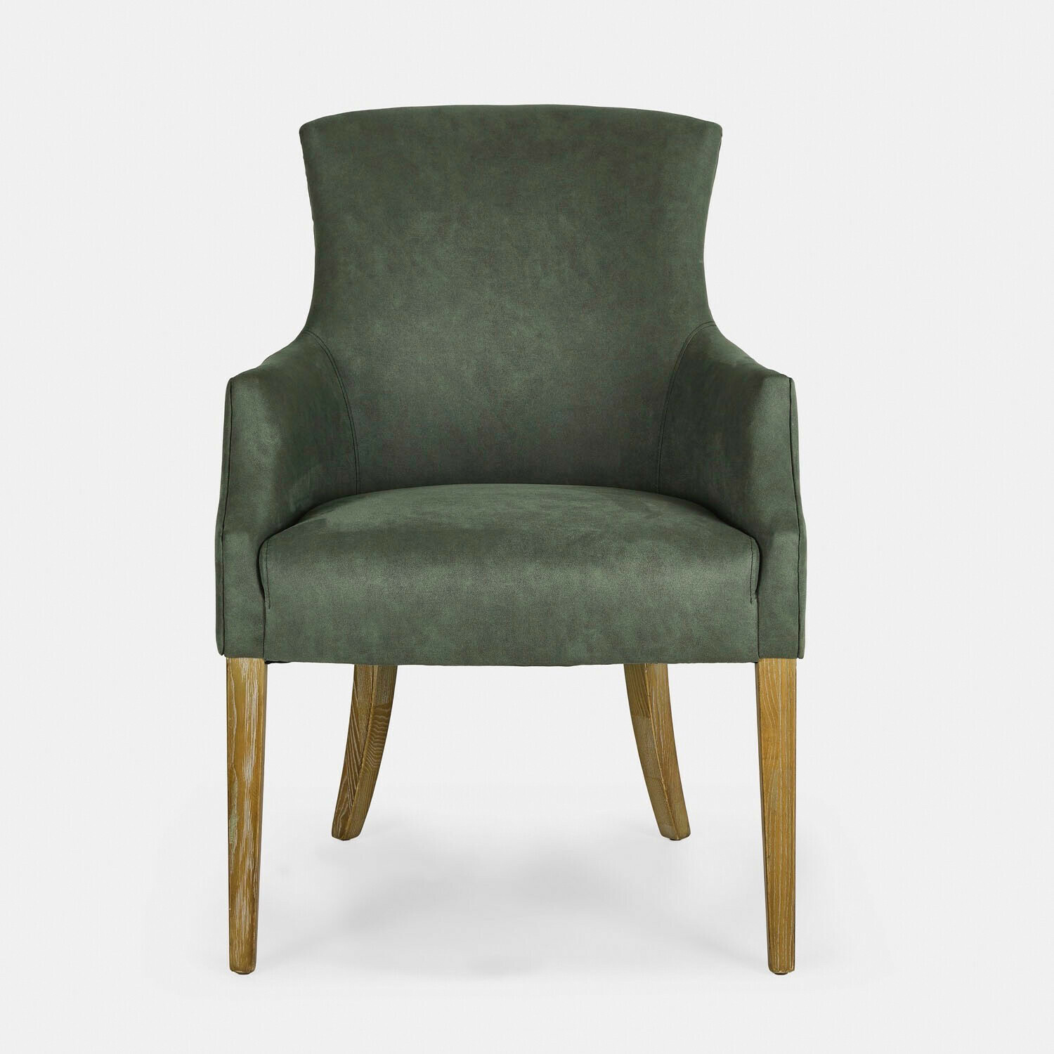 Zelené křeslo Hallmere z měkkého materiálu s dřevěnými nohami, pohodlný nábytek do obýváku