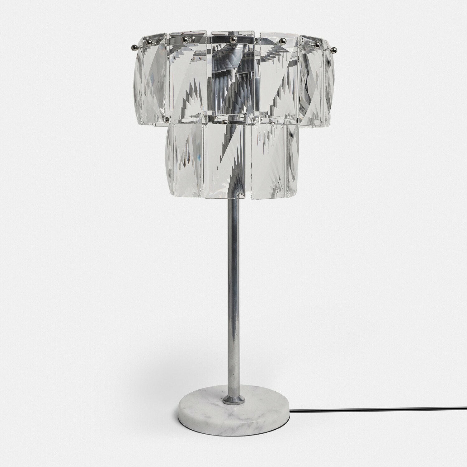 Stolní lampa Crystalford Stolní lampa z průhledného skla s mramorovým podstavcem, moderní design do obývacího pokoje