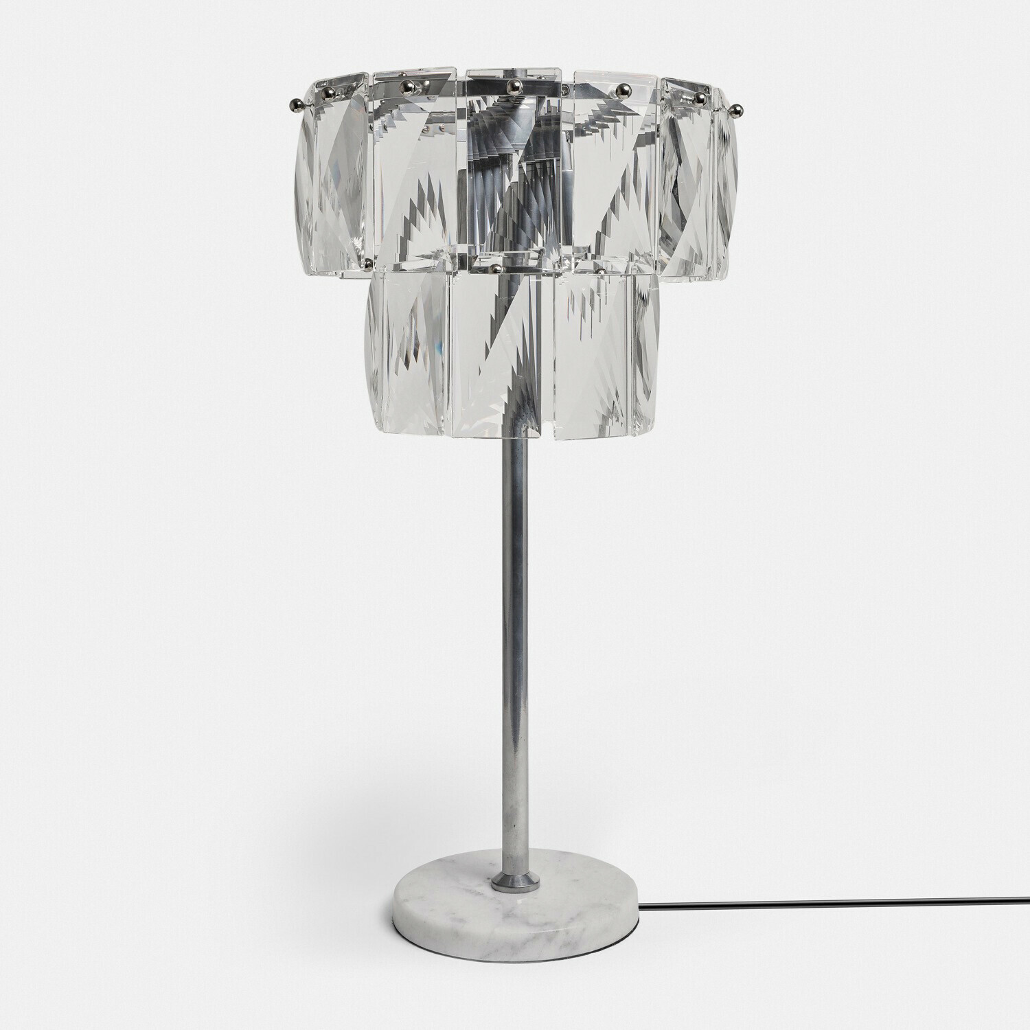 Stolní lampa Crystalford Stolní lampa z průhledného skla s mramorovým podstavcem, moderní design do obývacího pokoje