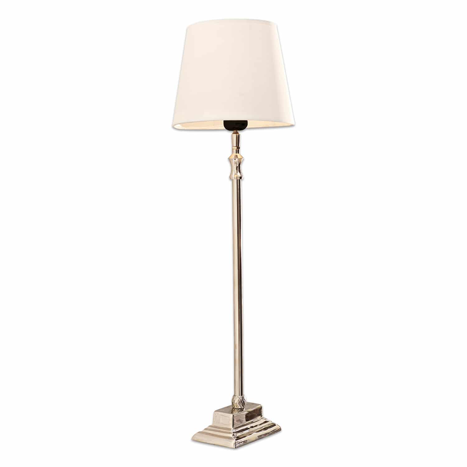 Stolní lampa Mayfair Elegantní stojací lampa s kovovým podstavcem a krémovým stínidlem do obývacího pokoje