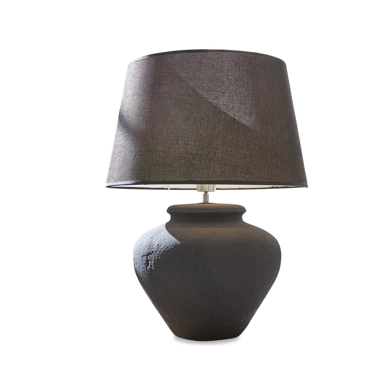 Stolní lampa Bandol Černá stolní lampa s textilním stínidlem a keramickou základnou, moderní design do obýváku