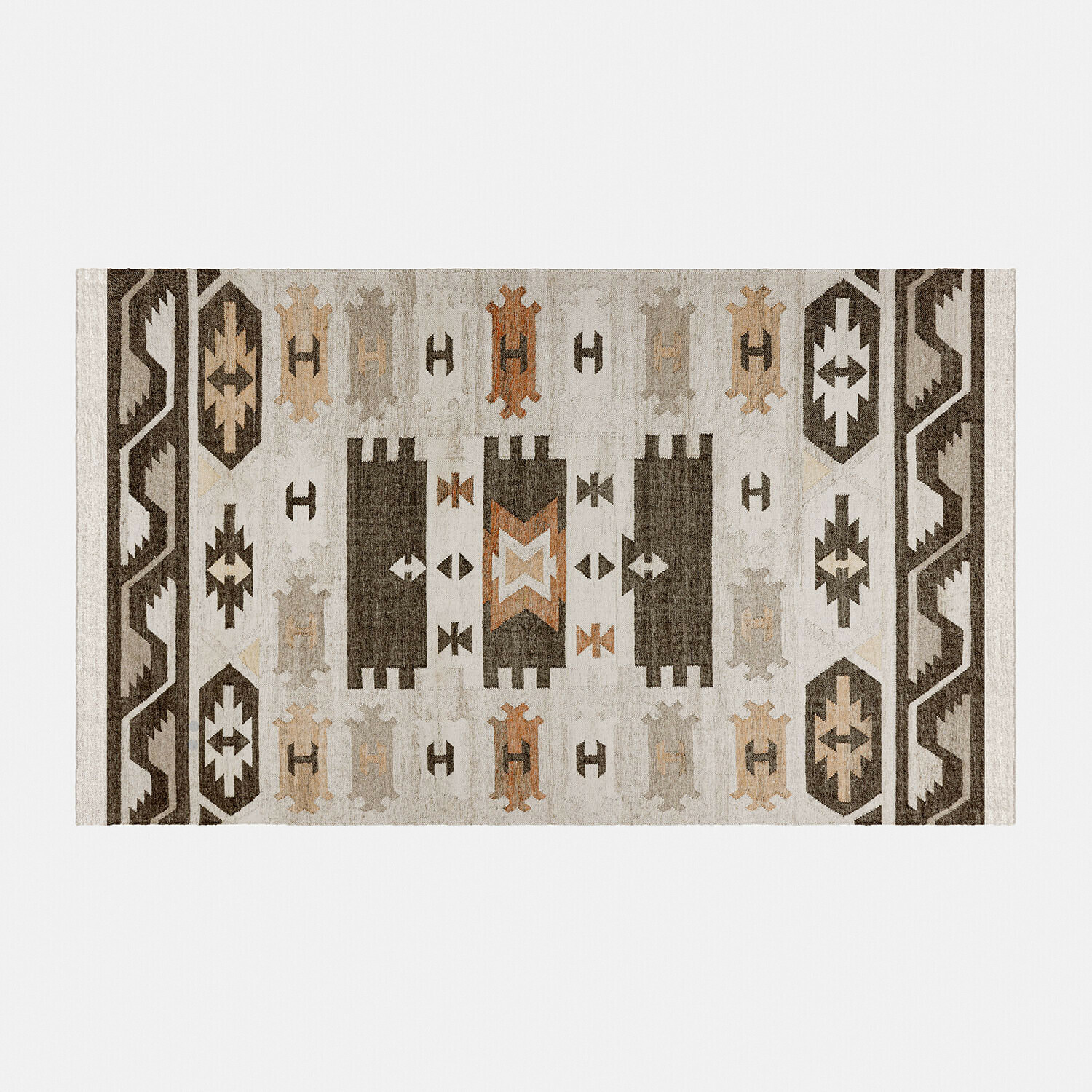 Barevný venkovní koberec Selamir s geometrickým vzorem v hnědých a béžových odstínech