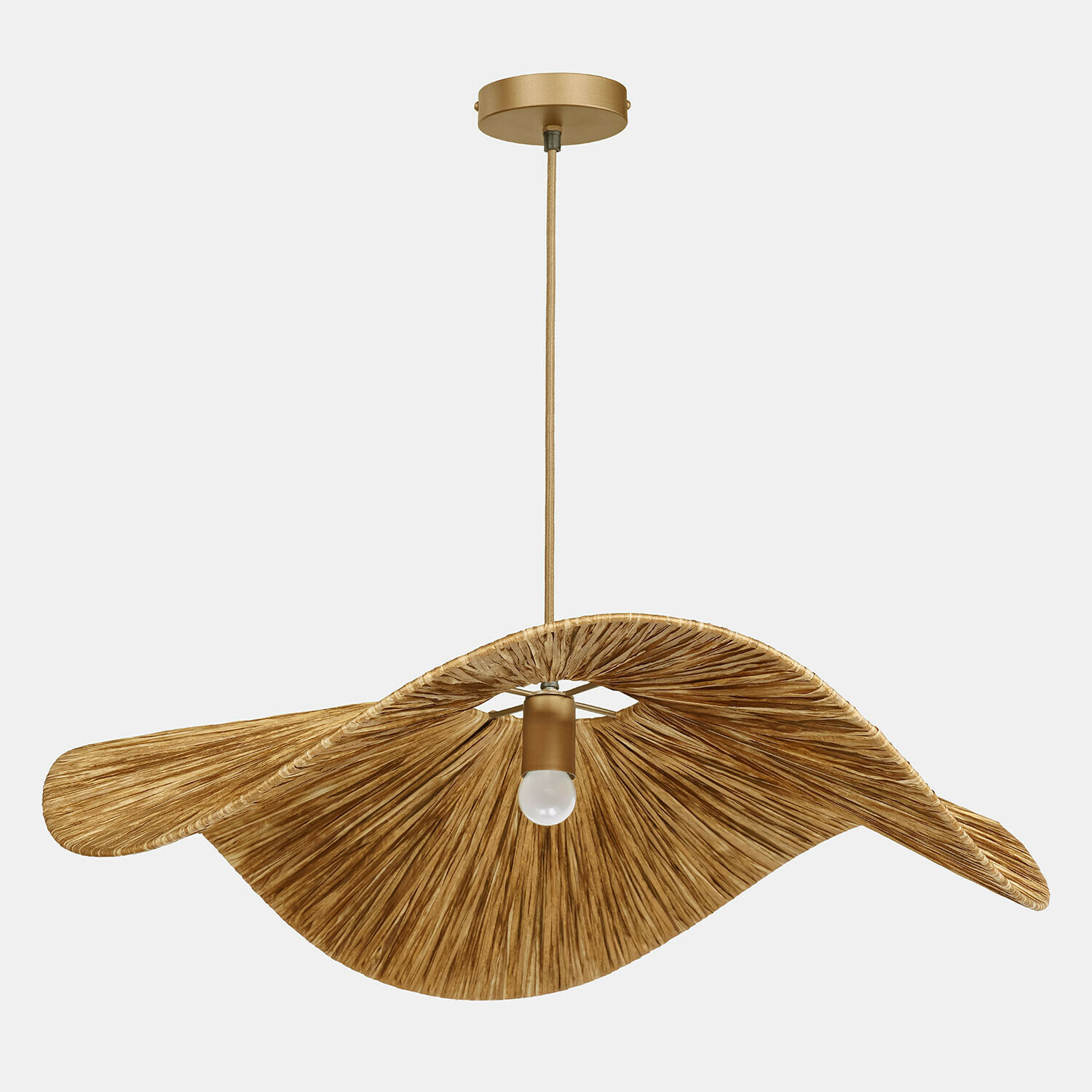 Závěsná lampa Calouris Závěsné světlo z přírodního materiálu vlnitého tvaru, béžová barva, moderní design osvětlení