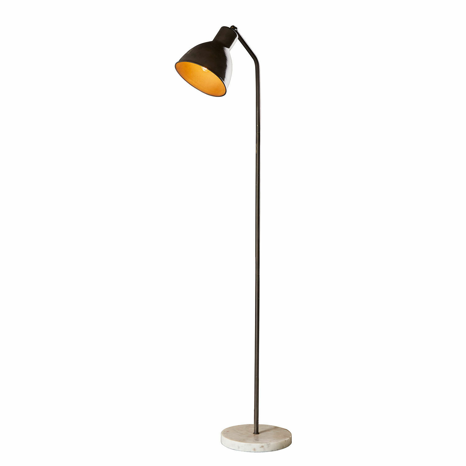 Stojací lampa Mockville Stojací lampa z černého kovu s bílým mramorovým podstavcem, moderní design do obývacího pokoje