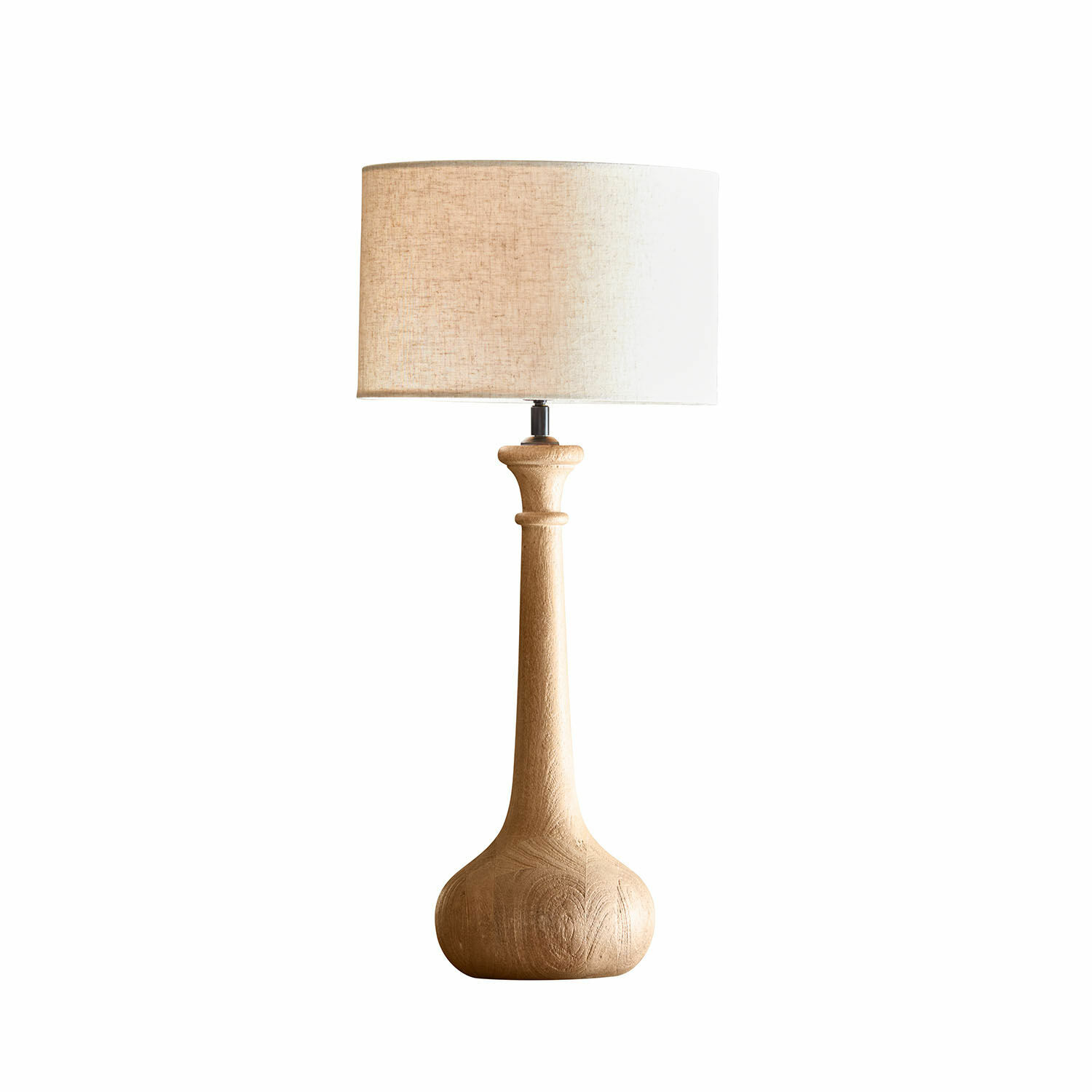 Stolní lampa Andrées Stolní lampa s dřevěnou základnou a béžovým stínidlem, dekorativní osvětlení