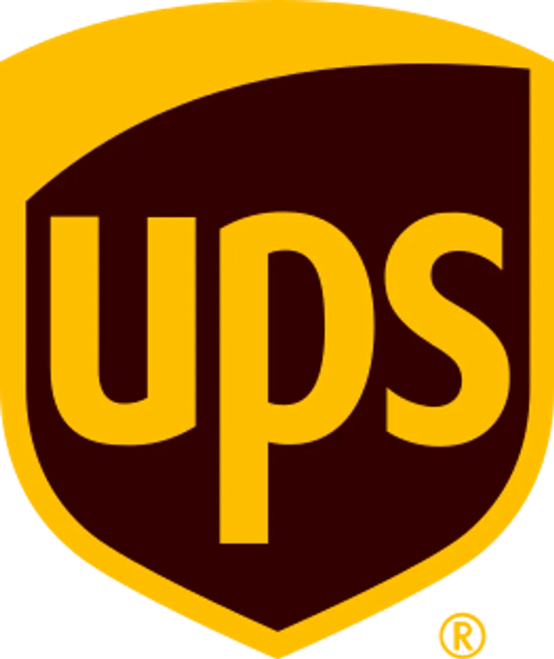 Logo UPS v hnědožlutých barvách představující kurýrní a expresní služby