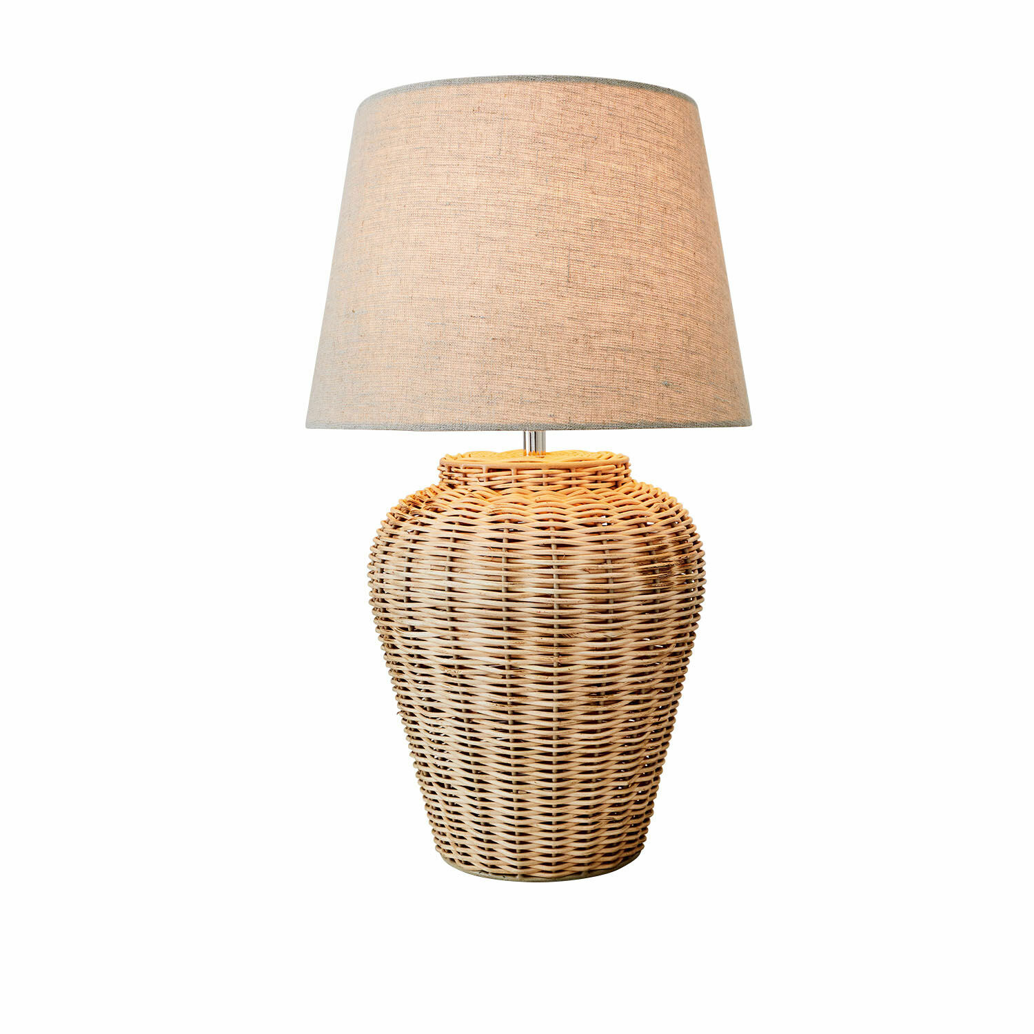 Stolní lampa Ernée Stolní lampa z přírodního ratanu s béžovým stínidlem, dekorativní osvětlení do obýváku