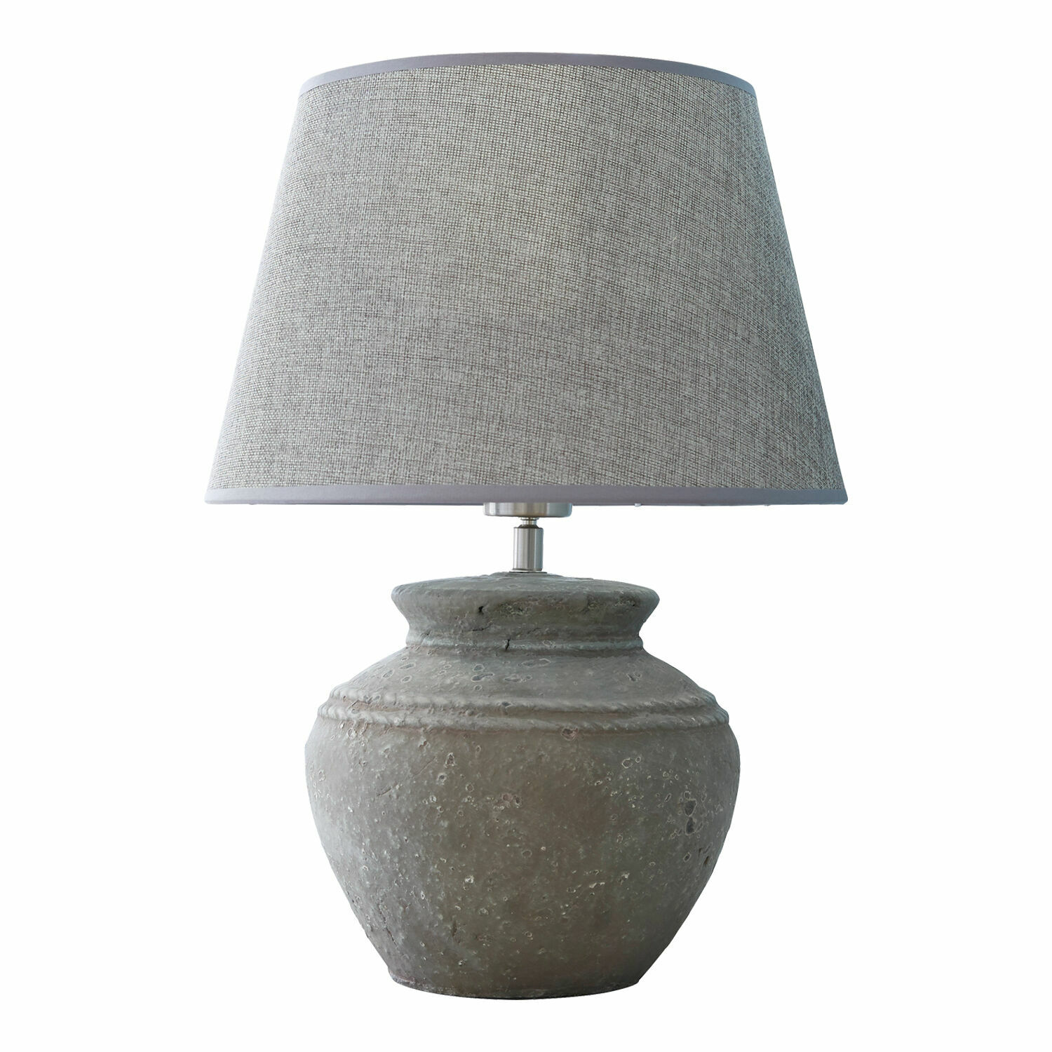 šedá Šedá stolní lampa Cleveland s keramickým podstavcem a textilním stínidlem do obývacího pokoje