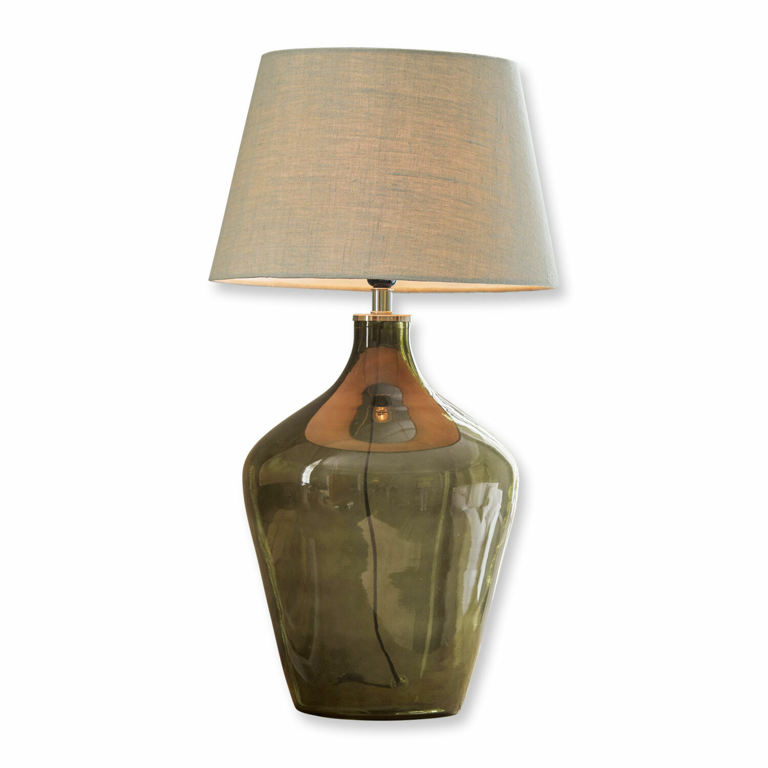 Stolní lampa Morazan Stolní lampa ze zeleného skla s béžovým stínidlem, dekorativní osvětlení do obýváku