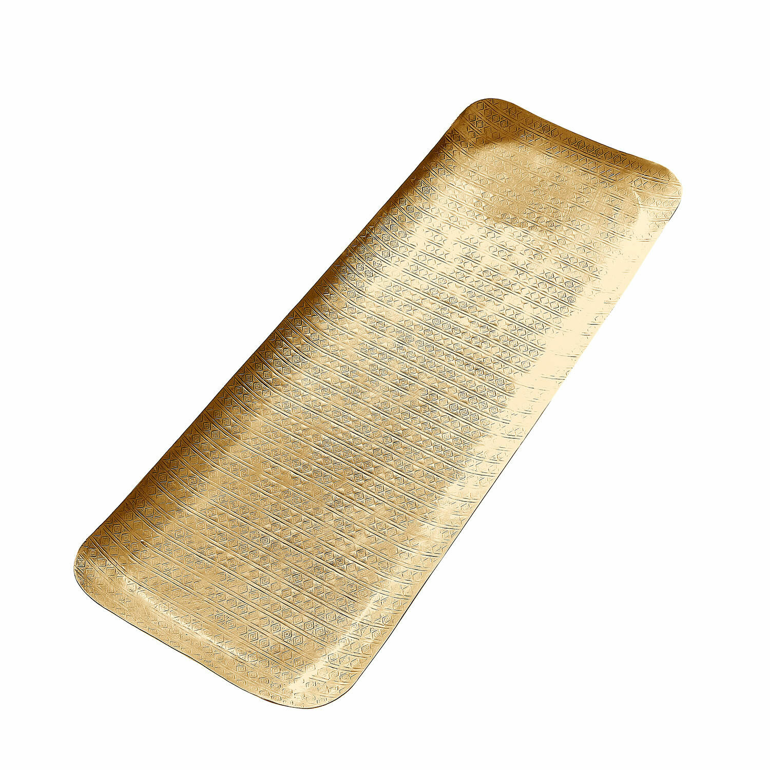 Podlouhlý tác Lodine v barvě antického zlata s jemným vzorem, kovový dekorativní doplněk