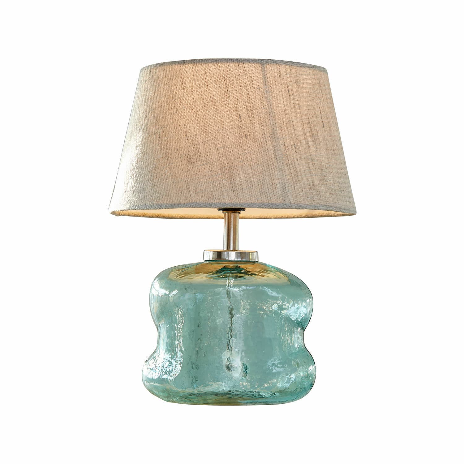modrá/béžová Stolní lampa Rufino z modrého skla s béžovým stínidlem, dekorativní osvětlení do obýváku