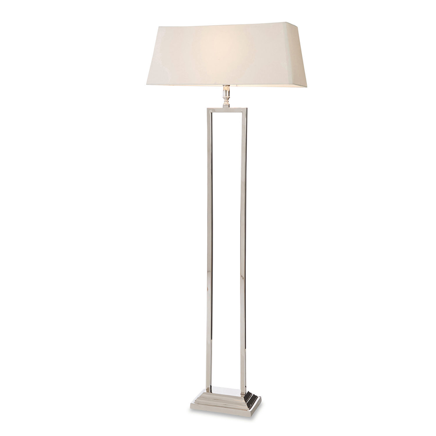 krémová/stříbrná Stojací lampa Barki s krémovým stínidlem a stříbrnou kovovou základnou do obývacího pokoje