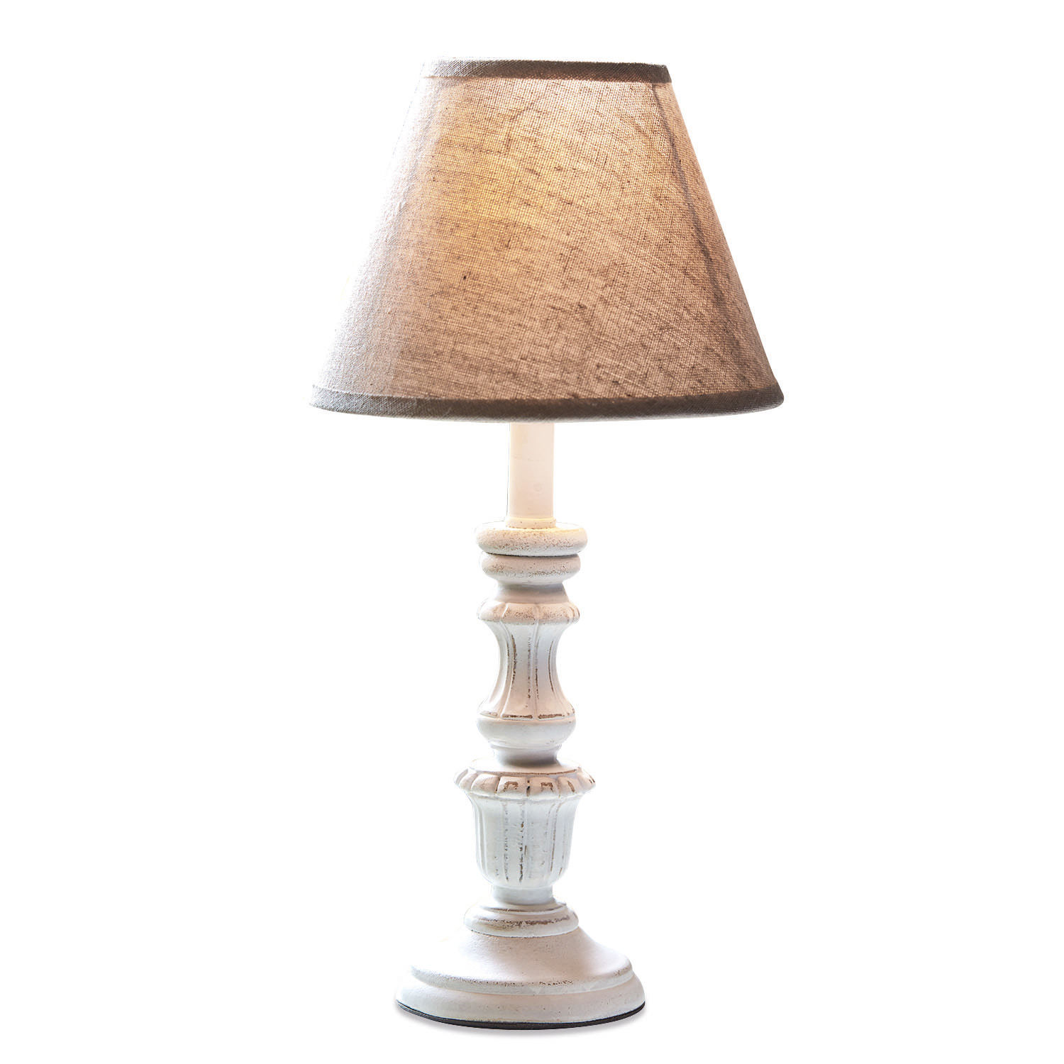 Stolní lampa Créteil Stolní lampa z bílého dřeva s béžovým stínidlem, dekorativní lampa do obývacího pokoje nebo ložnice