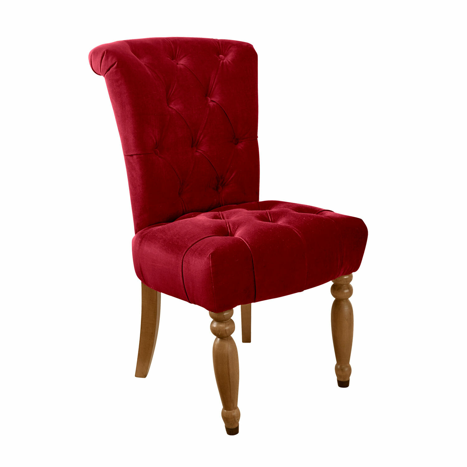 Červená čalouněná židle Claville s dřevěnými nohami, elegantní nábytek do obýváku