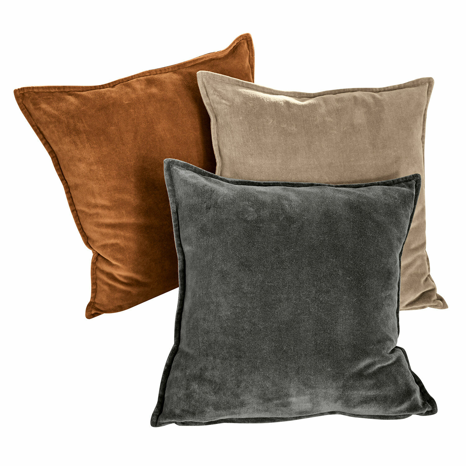 oranžová/šedá/béžová Sada 3 povlaků na polštáře Lumeau z měkkého materiálu v oranžové, šedé a béžové barvě