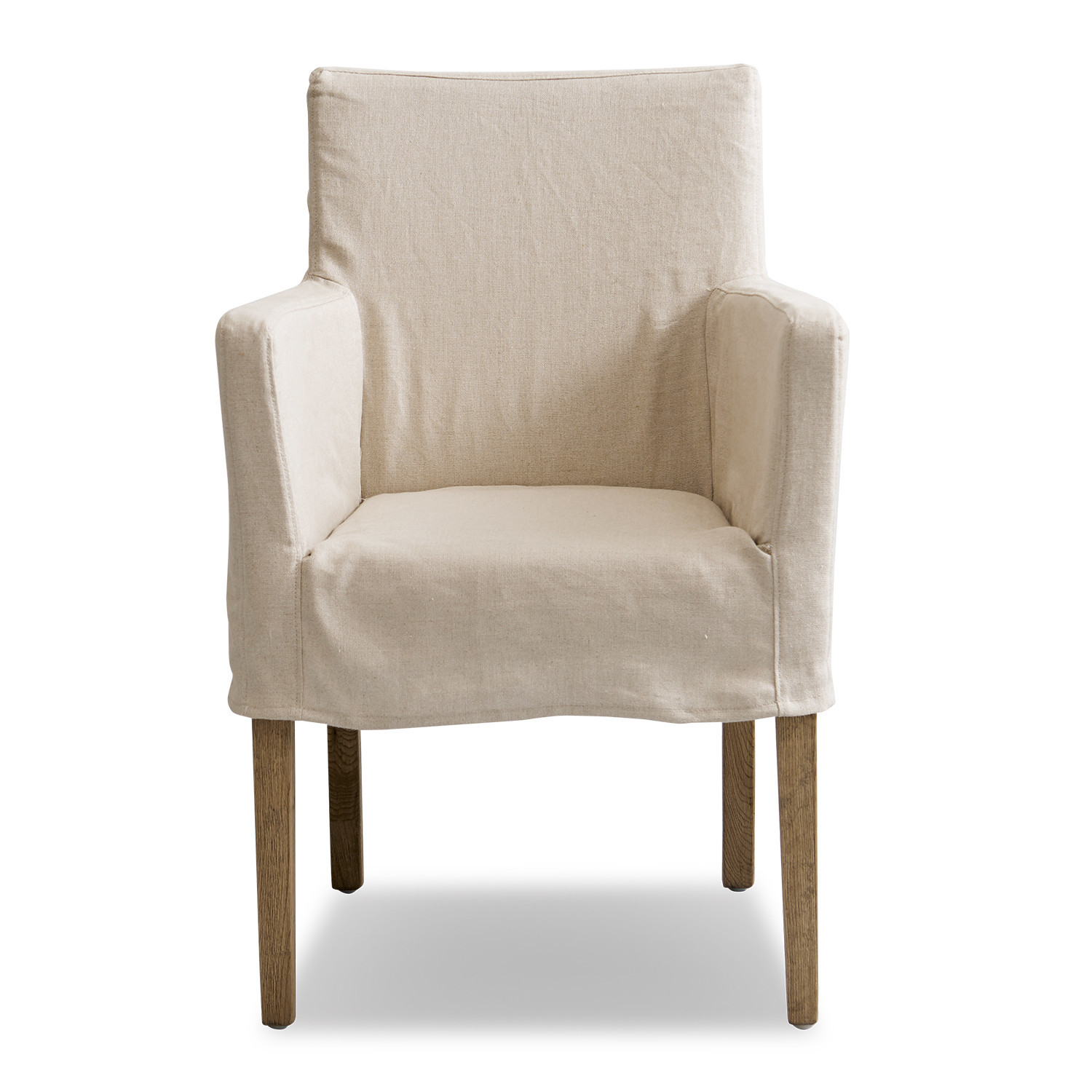 Křeslo Longhill z béžového lnu s dřevěnými nohami, pohodlný nábytek do obýváku