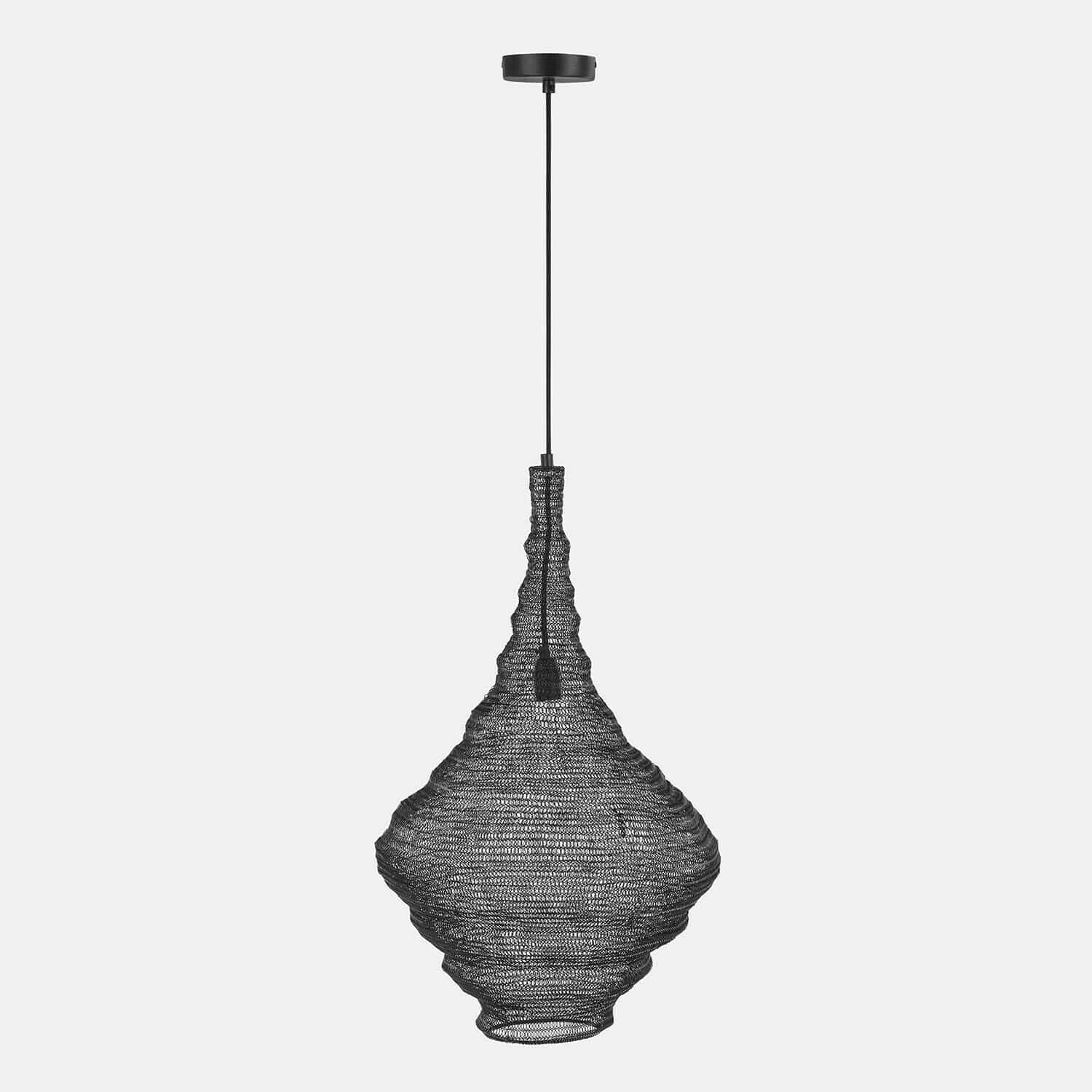 Závěsná lampa Nalira Závěsná lampa z černého drátu s unikátním tvarem, moderní dekorativní osvětlení