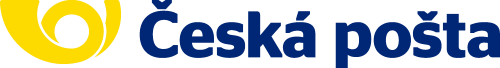 Logo České pošty v žluto-modré barvě, symbol české pošty