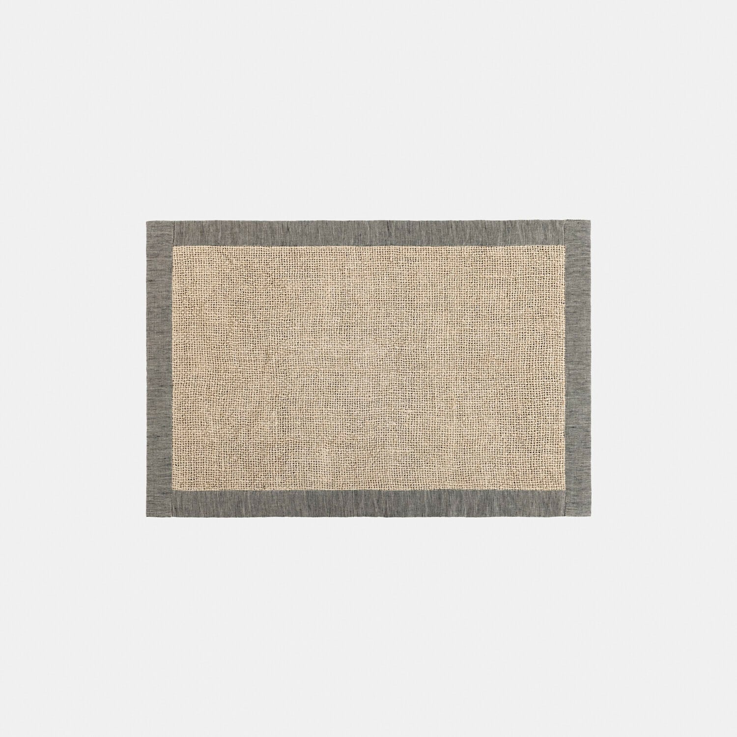 Obdélníkový koberec z přírodní juty se šedým lemem, odolný a dekorativní doplněk do interiéru