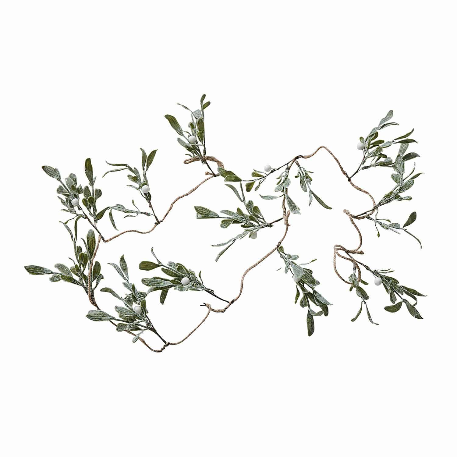 Girlanda Mistletoe Girlanda ze zelených listů a bílých bobulí na provázku, vánoční dekorace