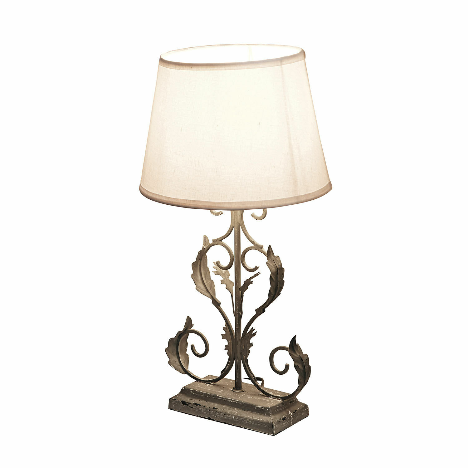 Stolní lampa Chanéac Stolní lampa s kovovým vintage podstavcem a krémovým stínidlem pro interiér