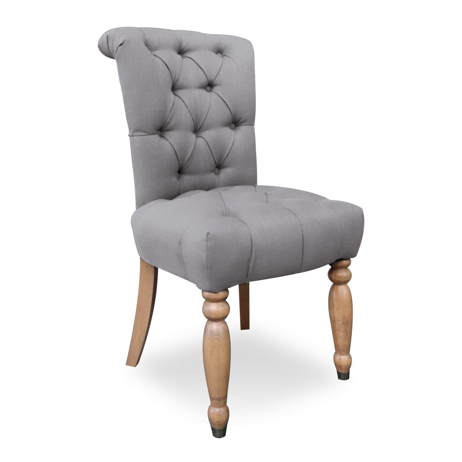 Šedá čalouněná židle Claville s dřevěnými nohami, elegantní nábytek do obýváku