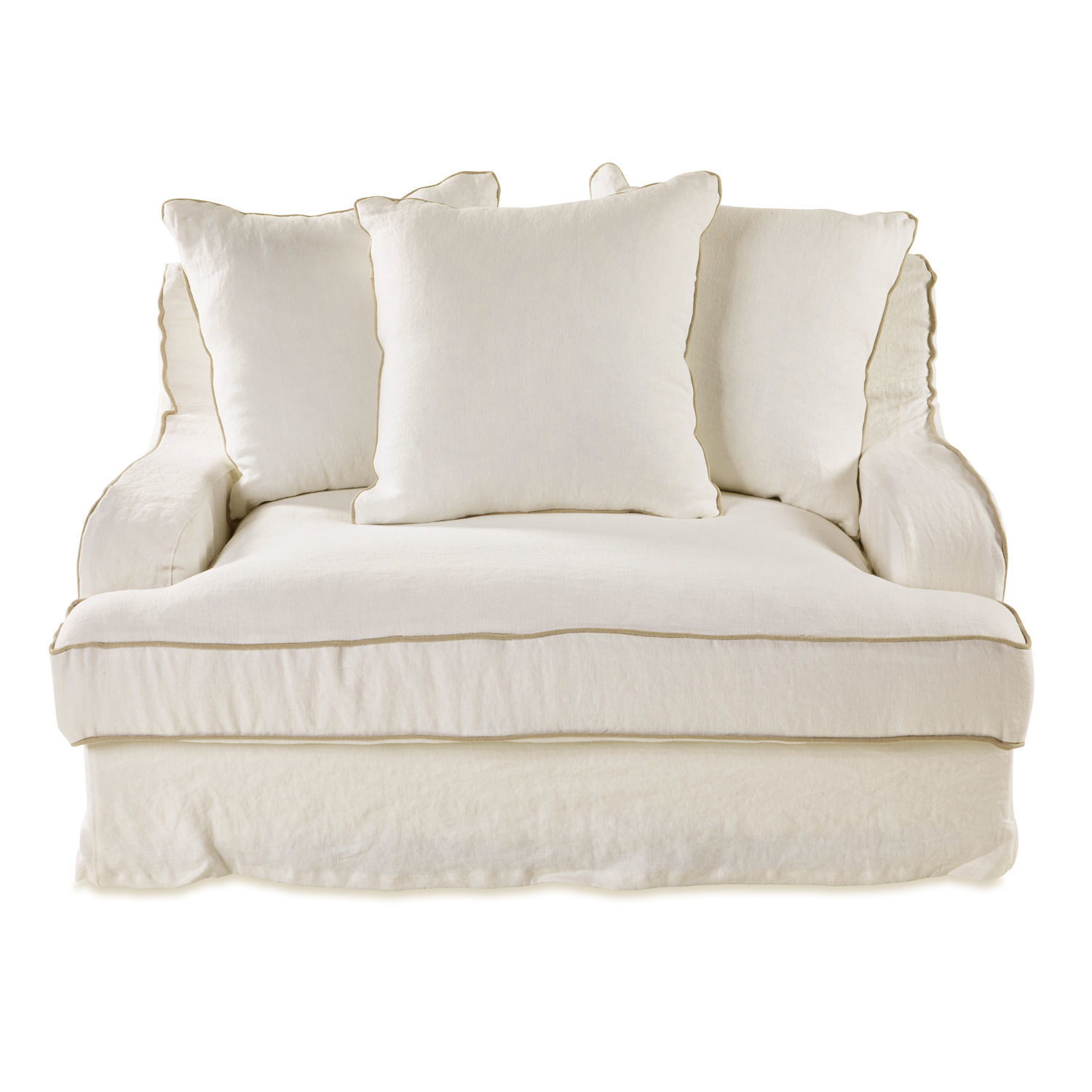 Bílé látkové sofa Monaco s měkkými polštáři a pohodlným sedákem do obývacího pokoje