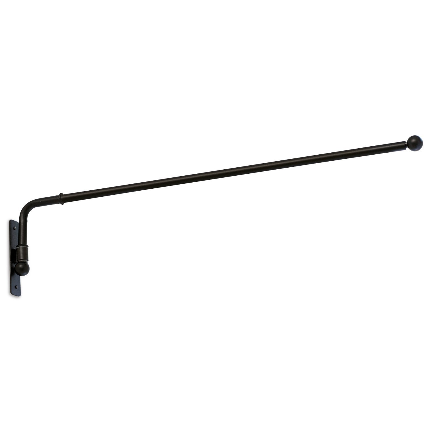 Černá kovová garnýž Epping s kulatým zakončením pro zavěšení záclon