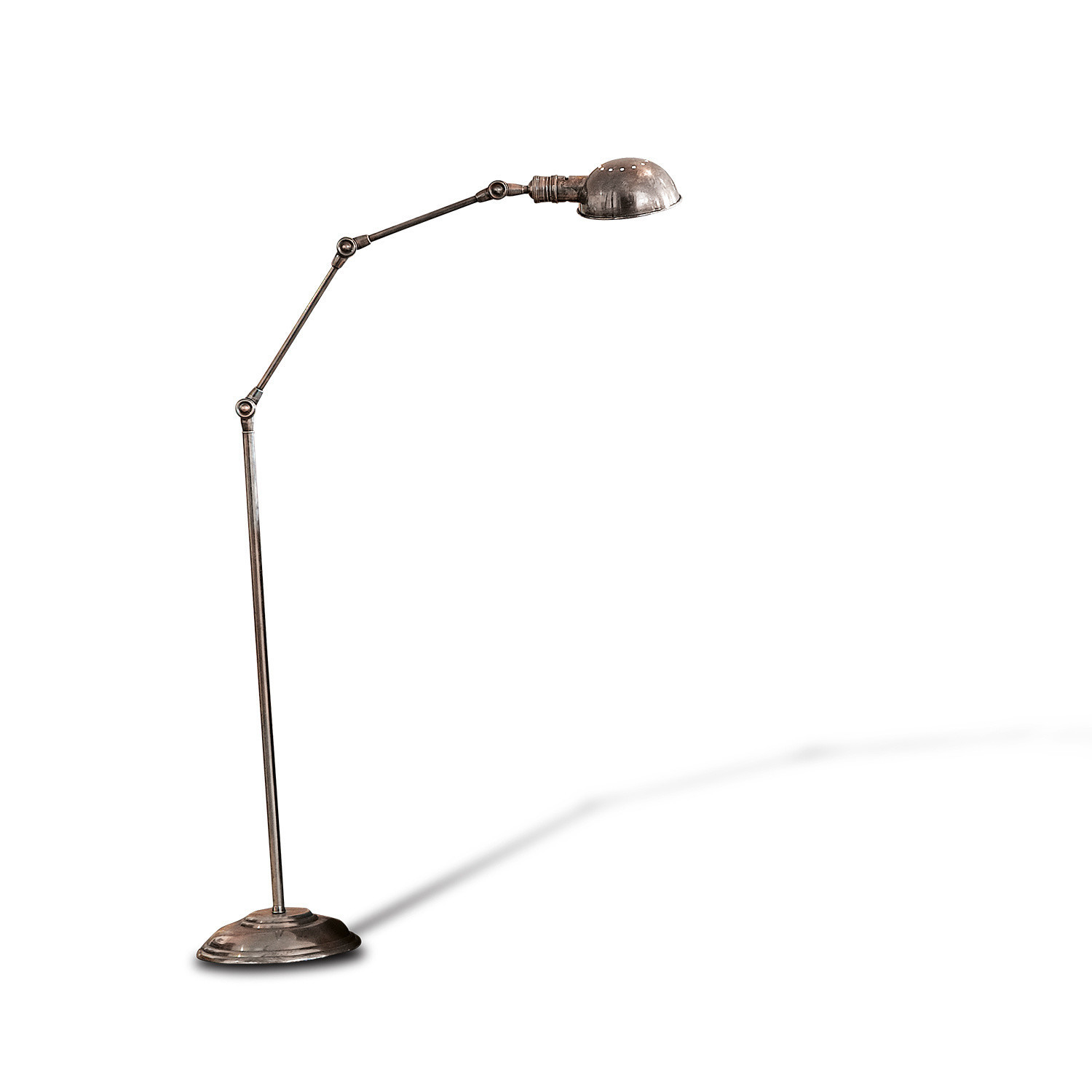 Stojací lampa Tulsa Nastavitelná stojací lampa z kovu v patinované stříbrné barvě pro interiérové osvětlení